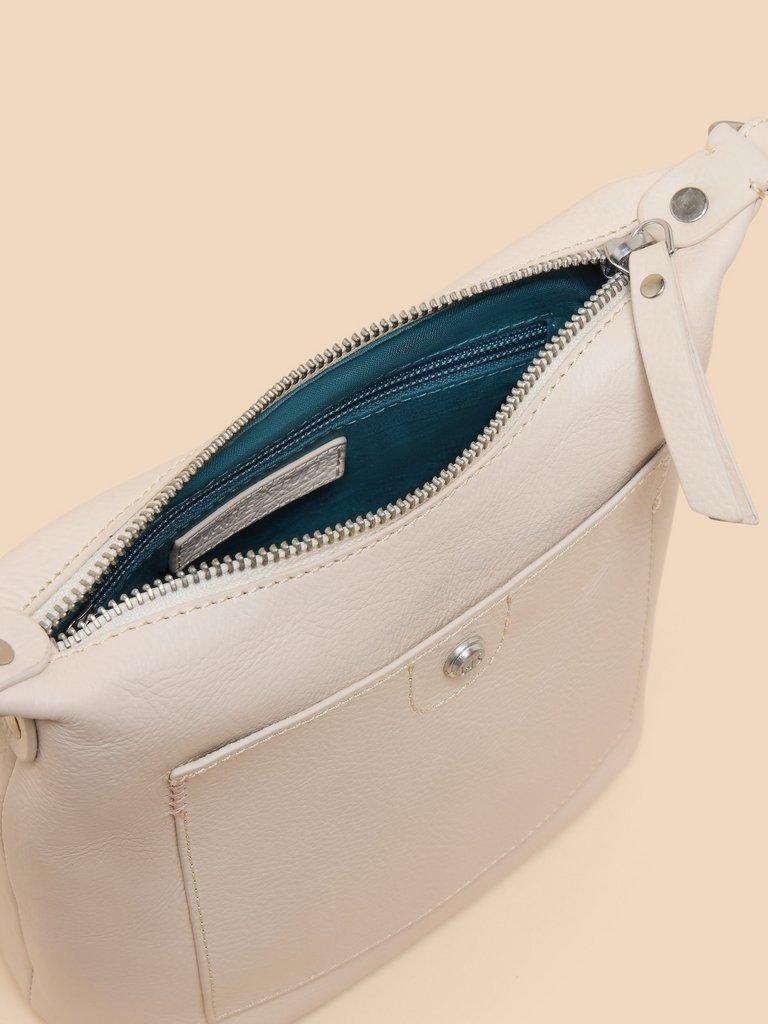 Mini Leather Fern Crossbody Bag in PALE IVORY - FLAT DETAIL