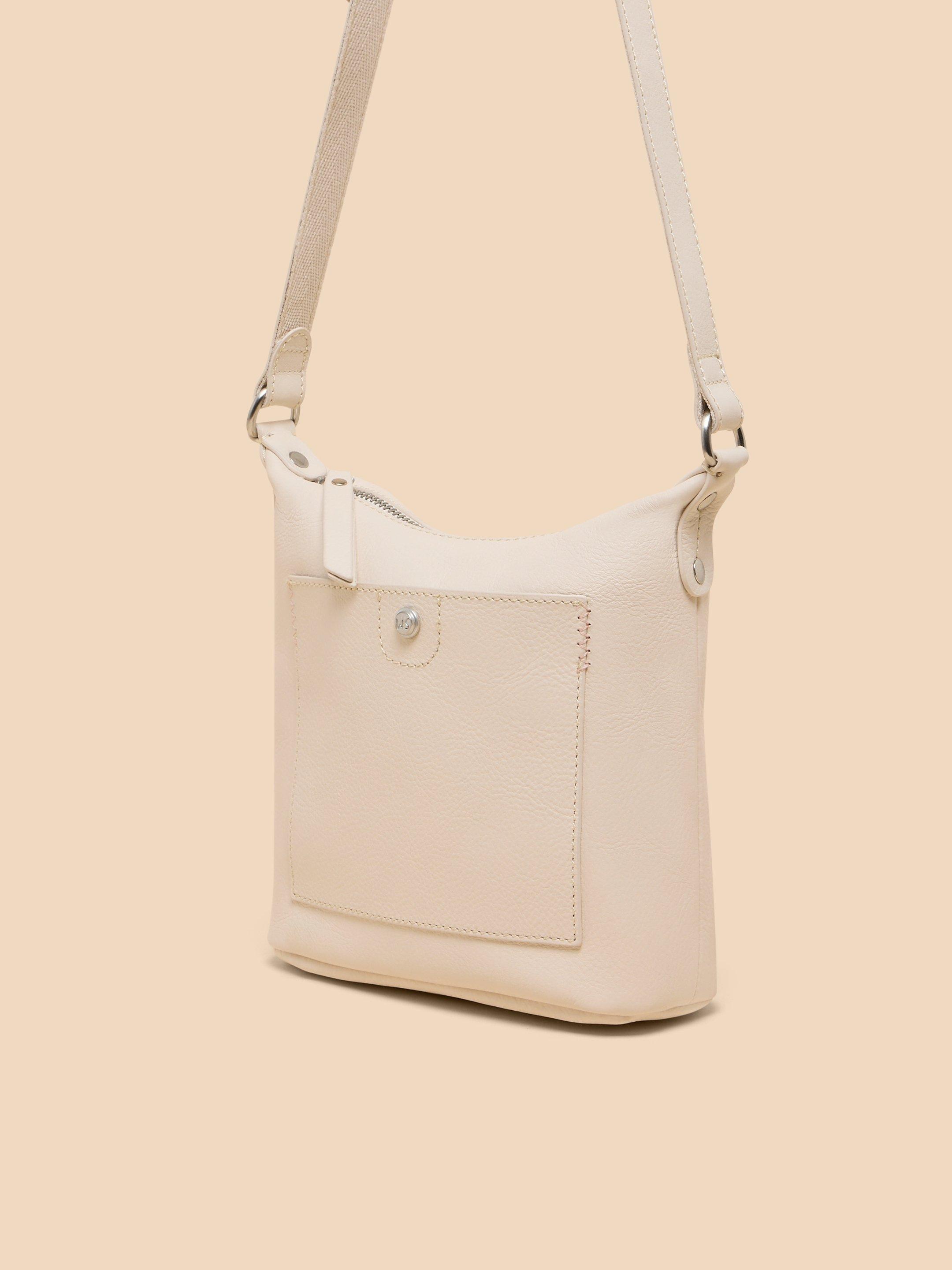 Mini Leather Fern Crossbody Bag in PALE IVORY - FLAT FRONT