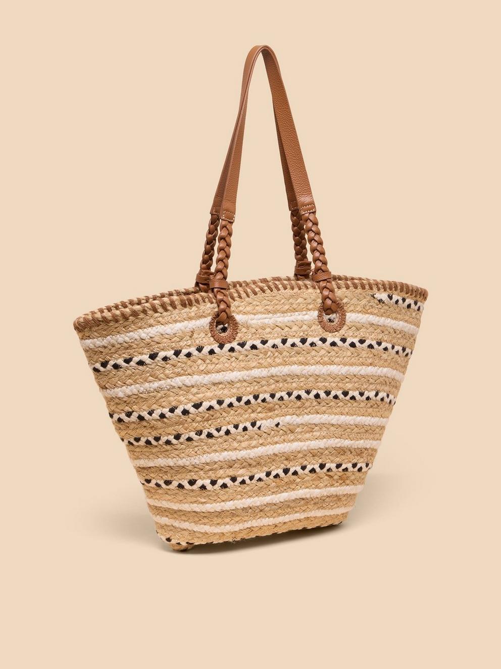 Demi Jute Large Tote in NAT MLT - FLAT BACK