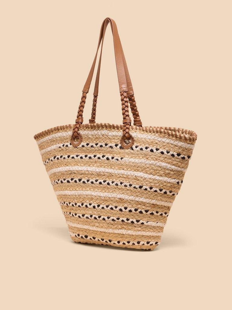 Demi Jute Large Tote in NAT MLT - FLAT FRONT