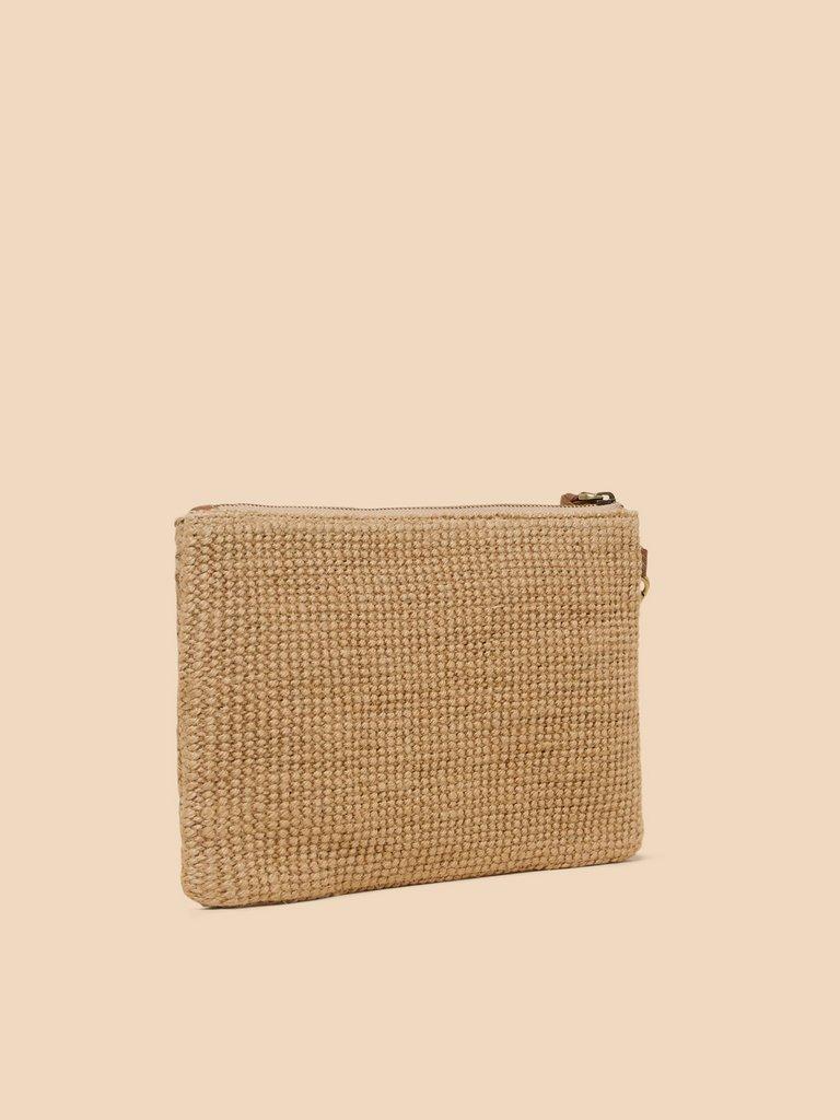Sophie Jute Embroidered Pouch in NAT MLT - FLAT BACK
