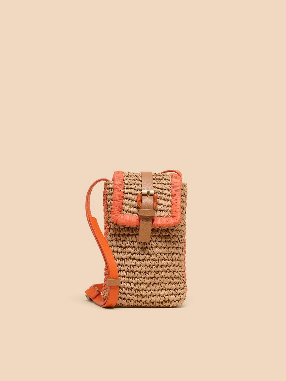 Clara Buckle Raffia Phone Bag in ORANGE MLT - LIFESTYLE