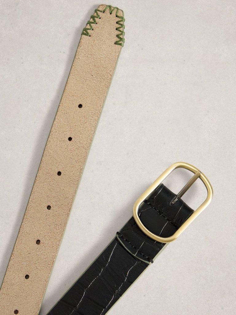 Reversible Belt Leather in BLK MLT - FLAT DETAIL
