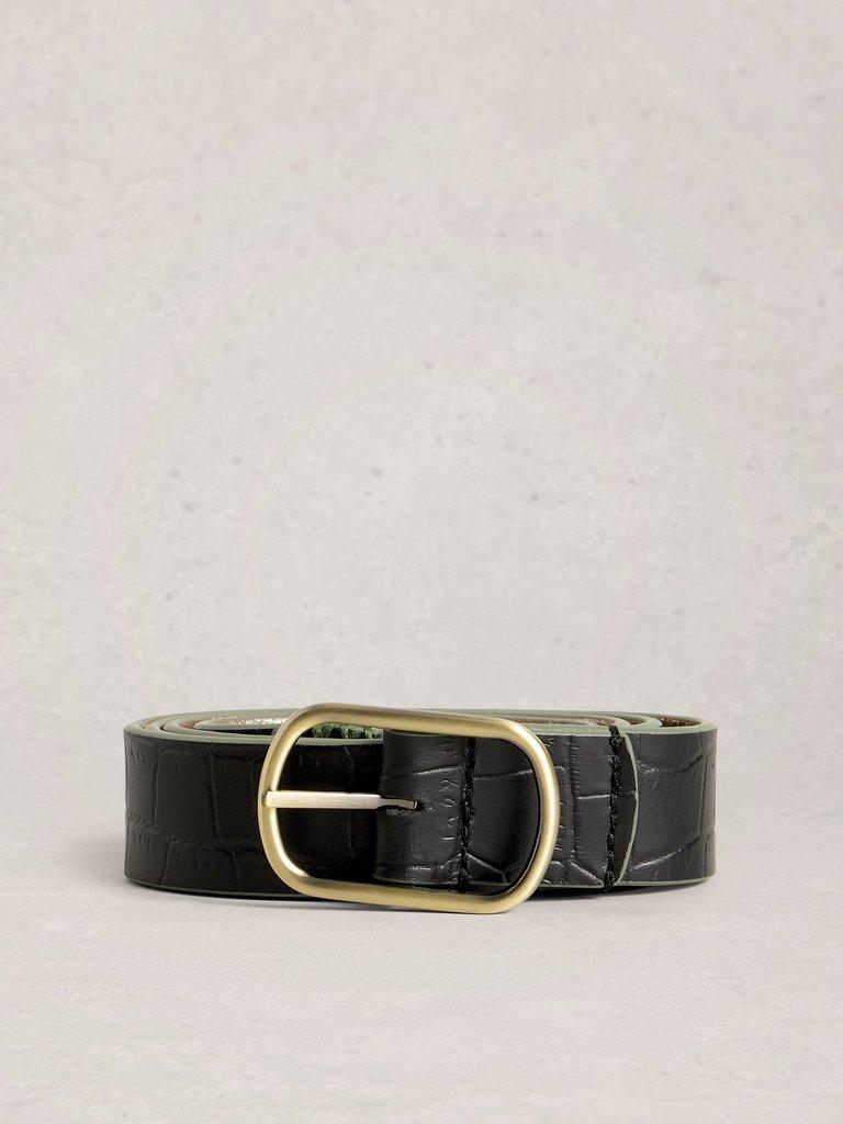 Reversible Belt Leather in BLK MLT - FLAT FRONT