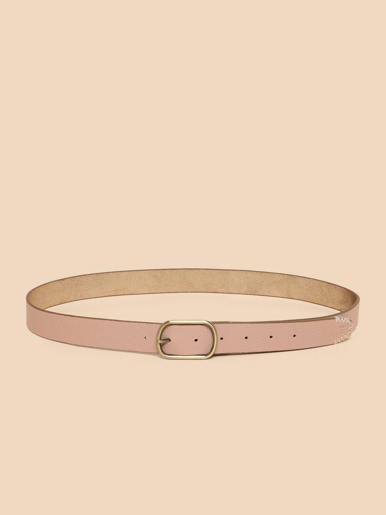 Reversible Belt Leather in GLD TN MET - FLAT BACK