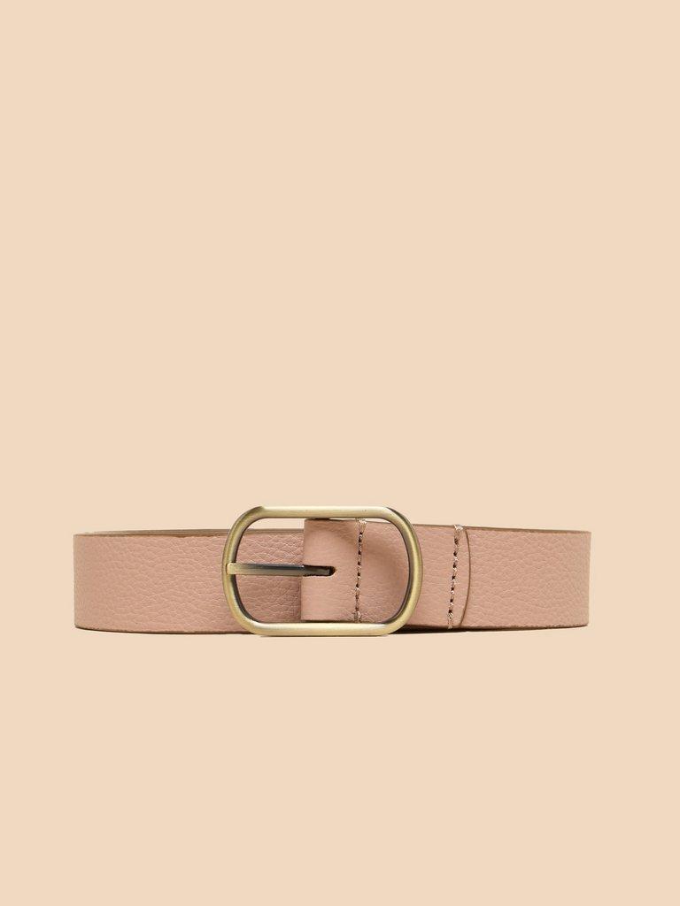 Reversible Belt Leather in GLD TN MET - FLAT FRONT