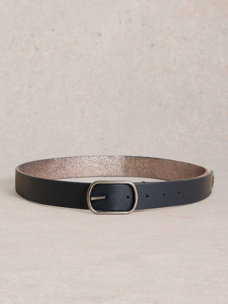 Reversible Belt Leather in PEWTER MET - FLAT BACK