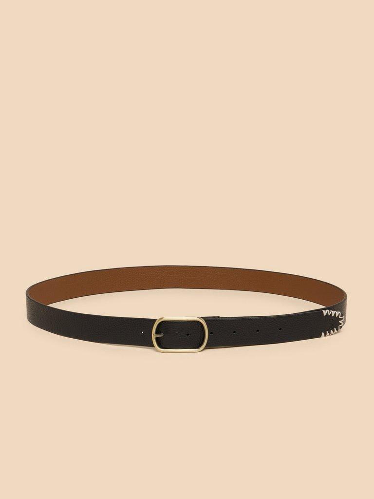 Reversible Belt Leather in PURE BLK - FLAT BACK