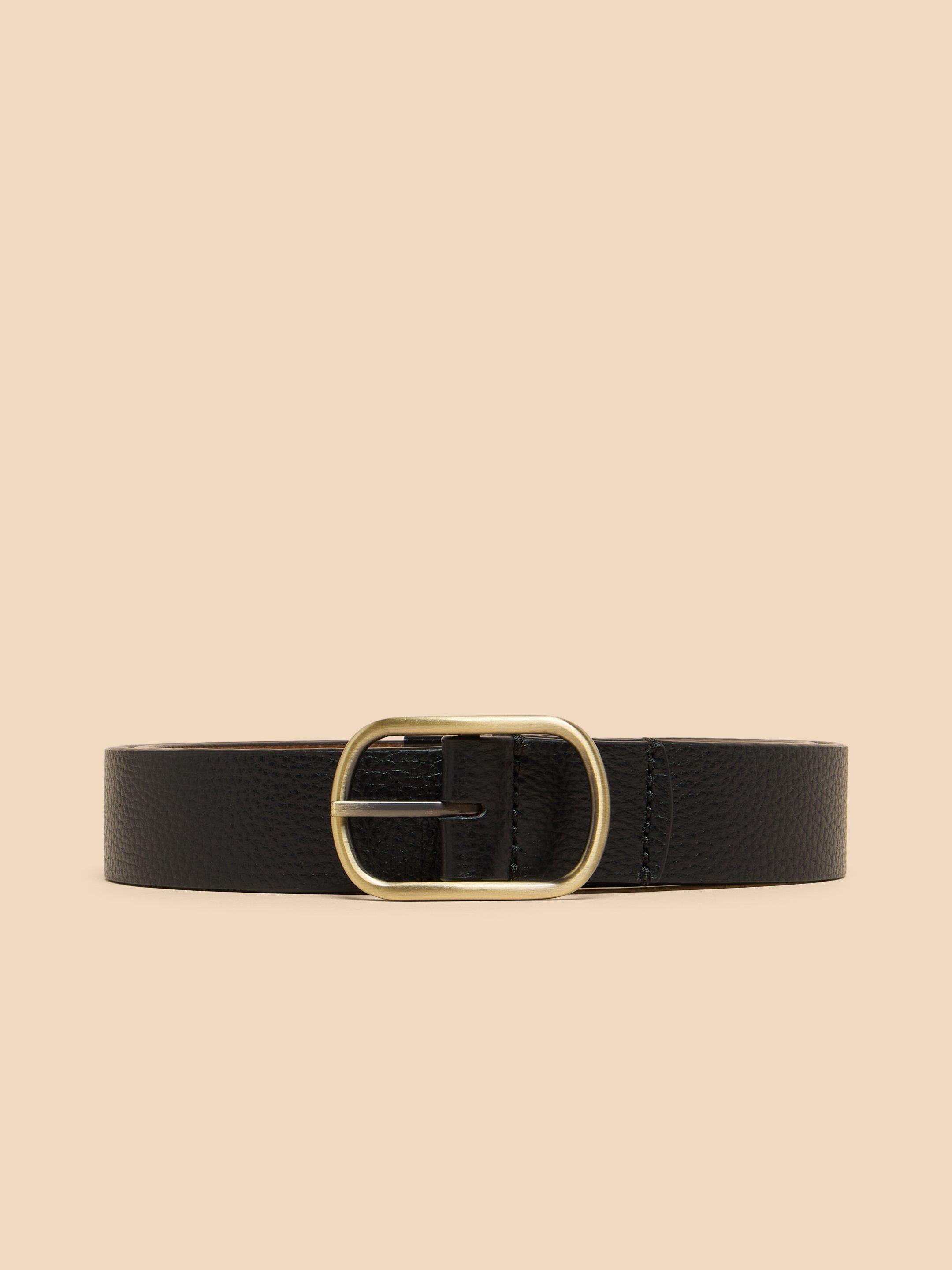 Reversible Belt Leather in PURE BLK - FLAT FRONT