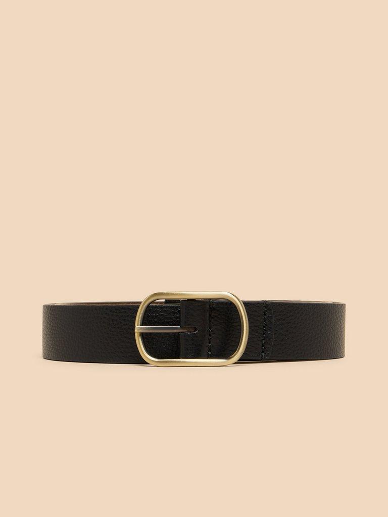 Reversible Belt Leather in PURE BLK - FLAT FRONT