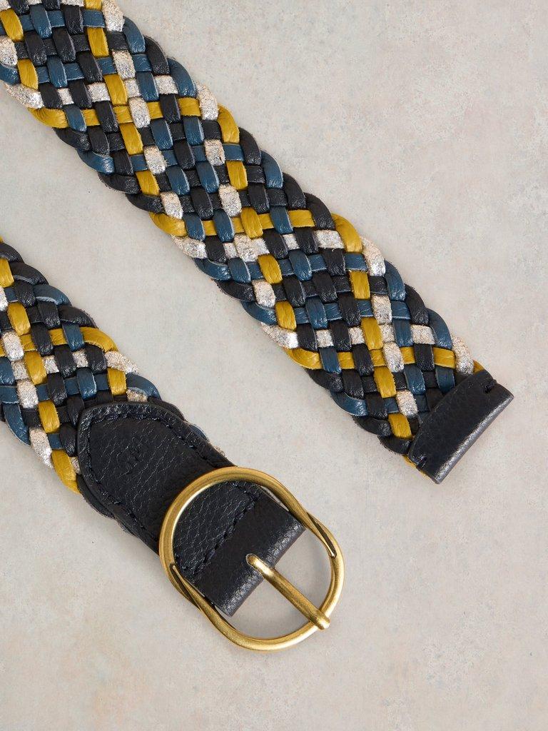 Leather Weave Belt in BLUE MLT - FLAT DETAIL