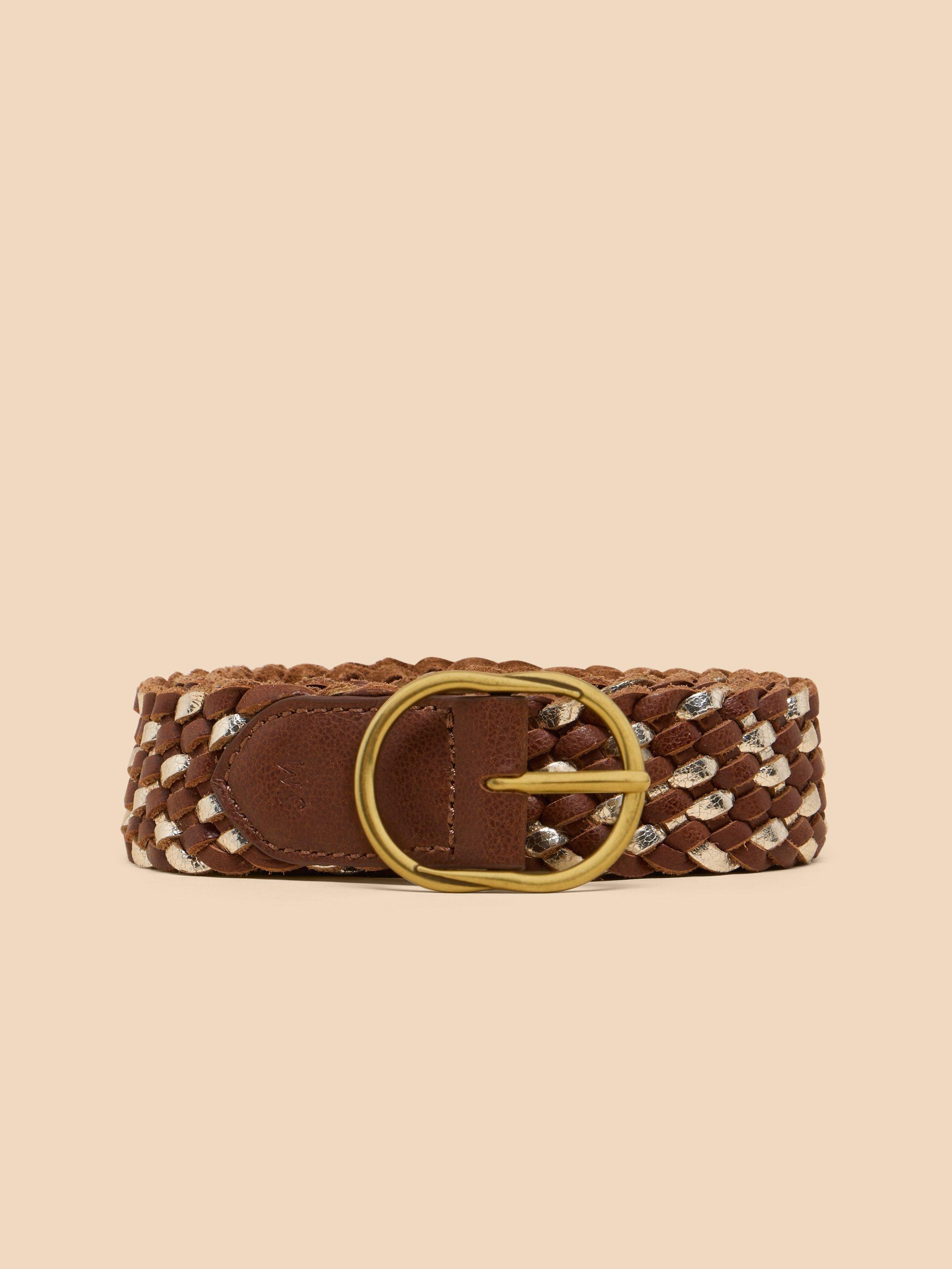 Leather Weave Belt in TAN MULTI - LIFESTYLE