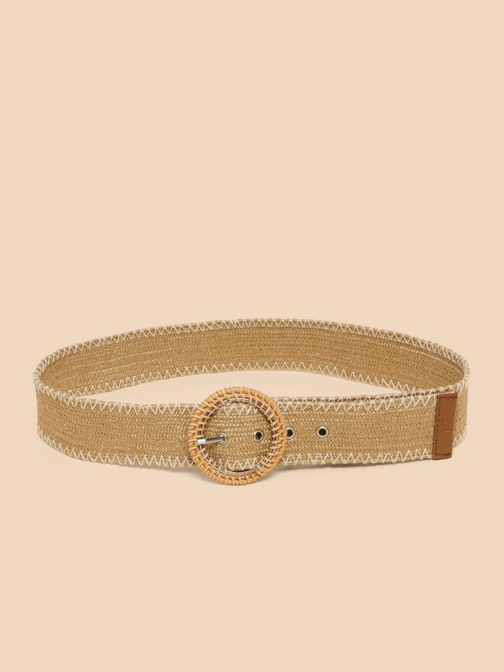 Raffia Woven Belt in LGT NAT - FLAT BACK