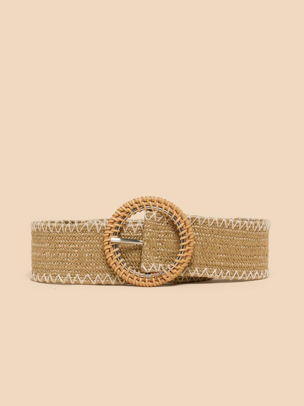 Raffia Woven Belt in LGT NAT - FLAT FRONT