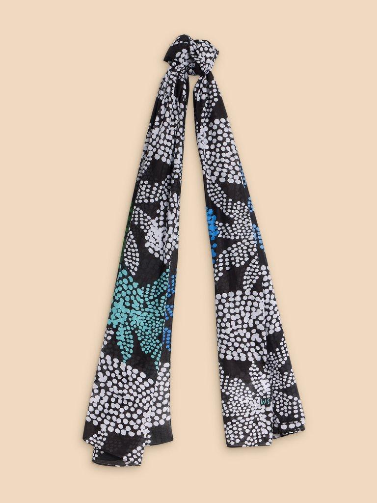 Organic Cotton Versatile Scarf in BLK MLT - FLAT FRONT