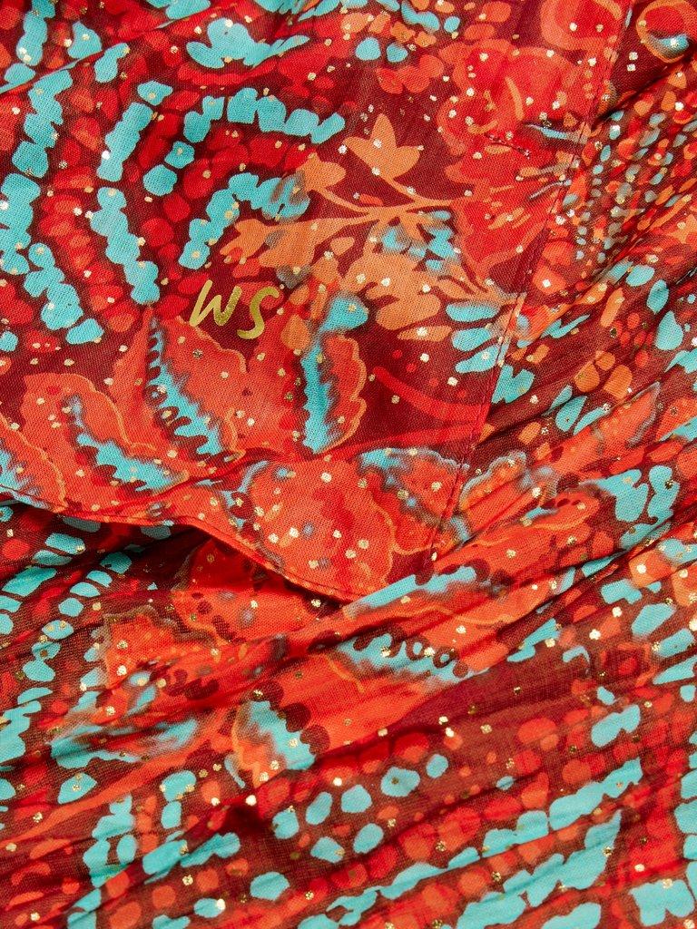 Organic Cotton Versatile Scarf in RED MLT - FLAT DETAIL
