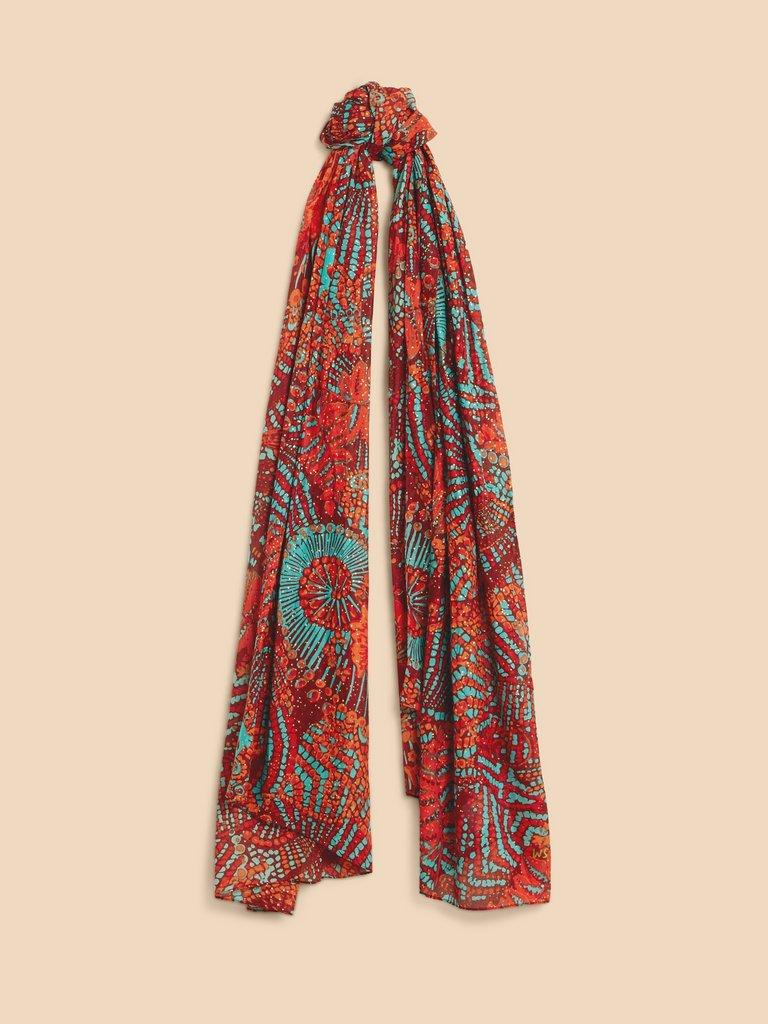 Organic Cotton Versatile Scarf in RED MLT - FLAT FRONT