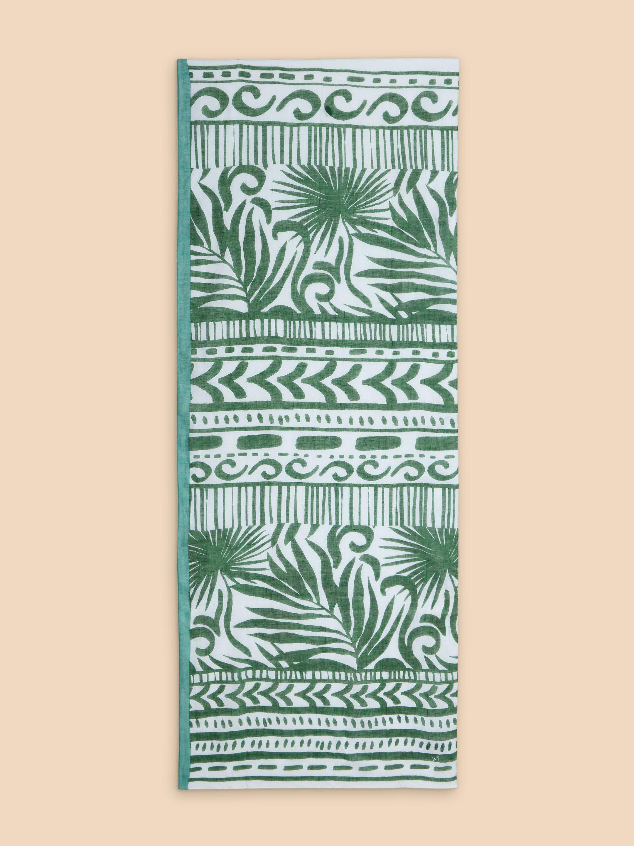Organic Cotton Blend Scarf in GREEN MLT - FLAT BACK