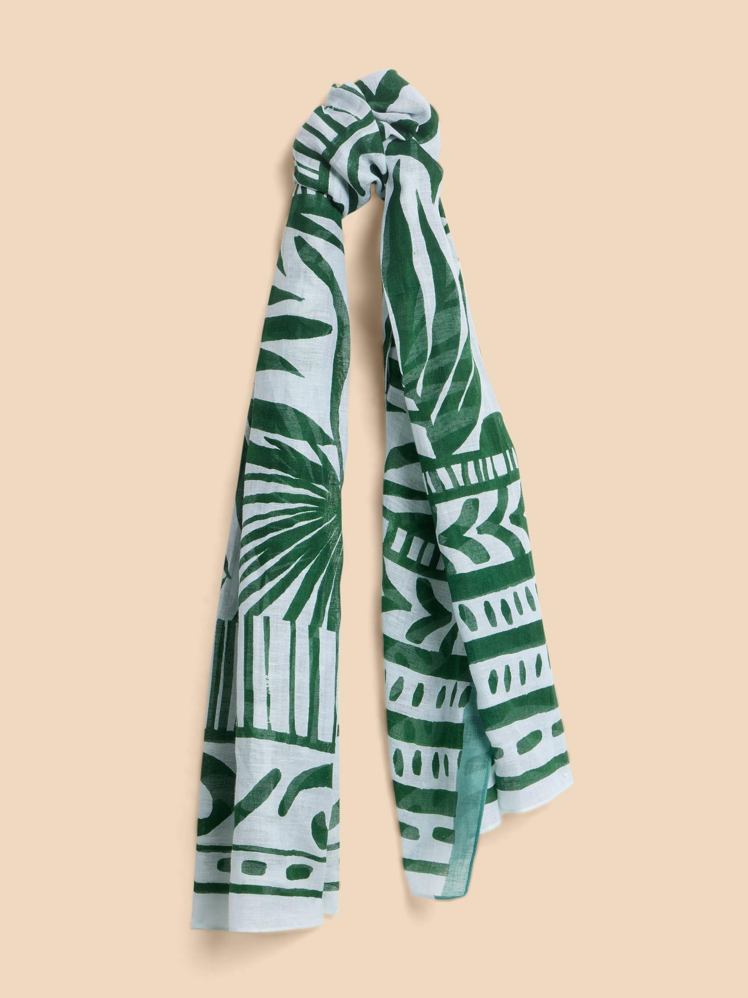 Organic Cotton Blend Scarf in GREEN MLT - FLAT FRONT