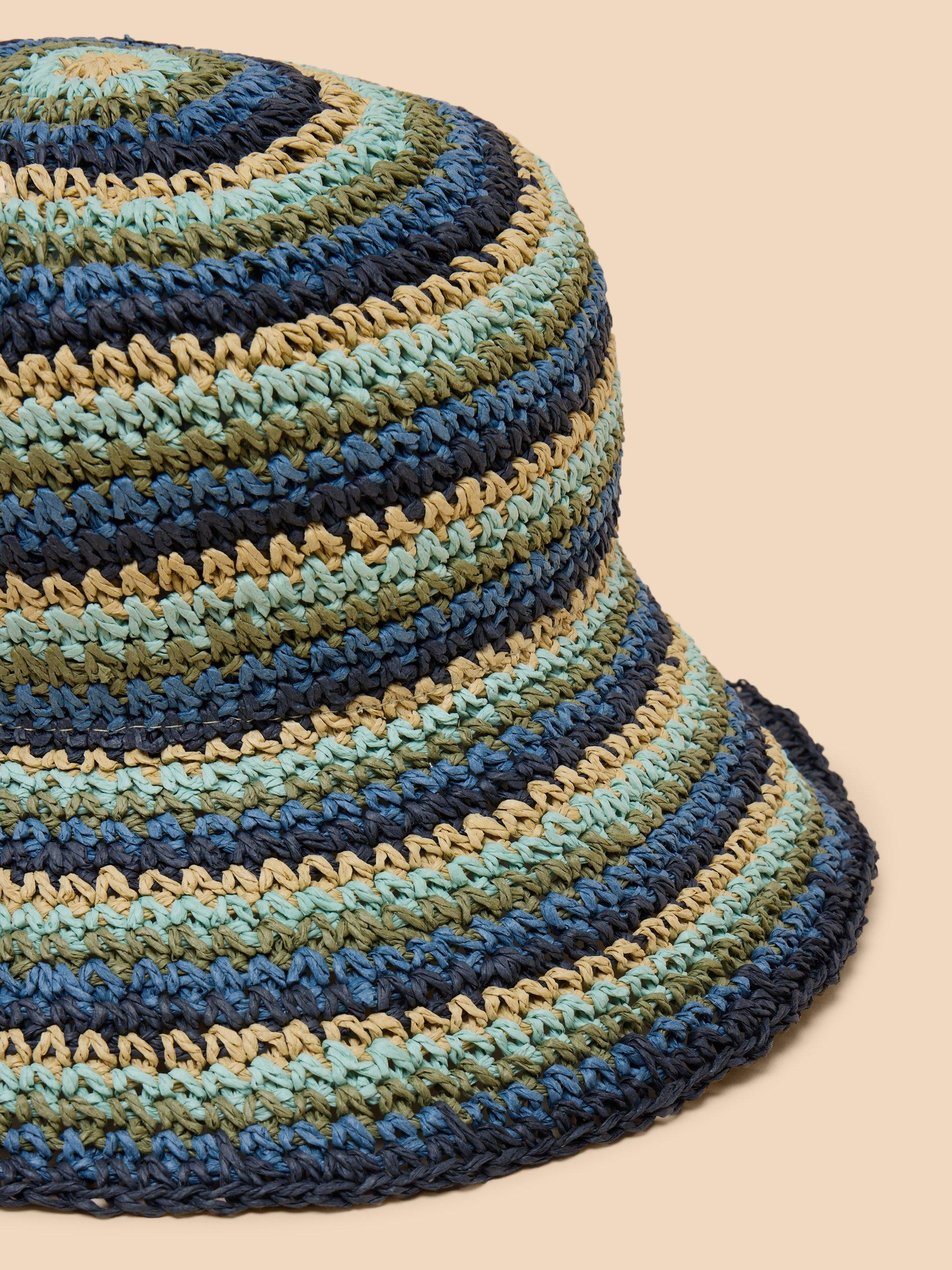 Stripe Bucket Hat in BLUE MLT - FLAT DETAIL