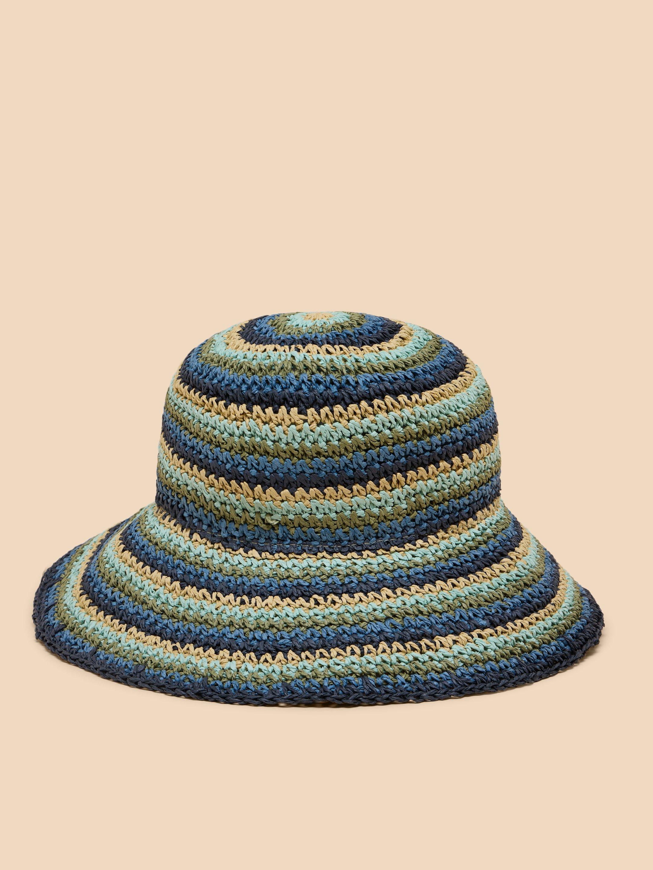 Stripe Bucket Hat in BLUE MLT - FLAT FRONT