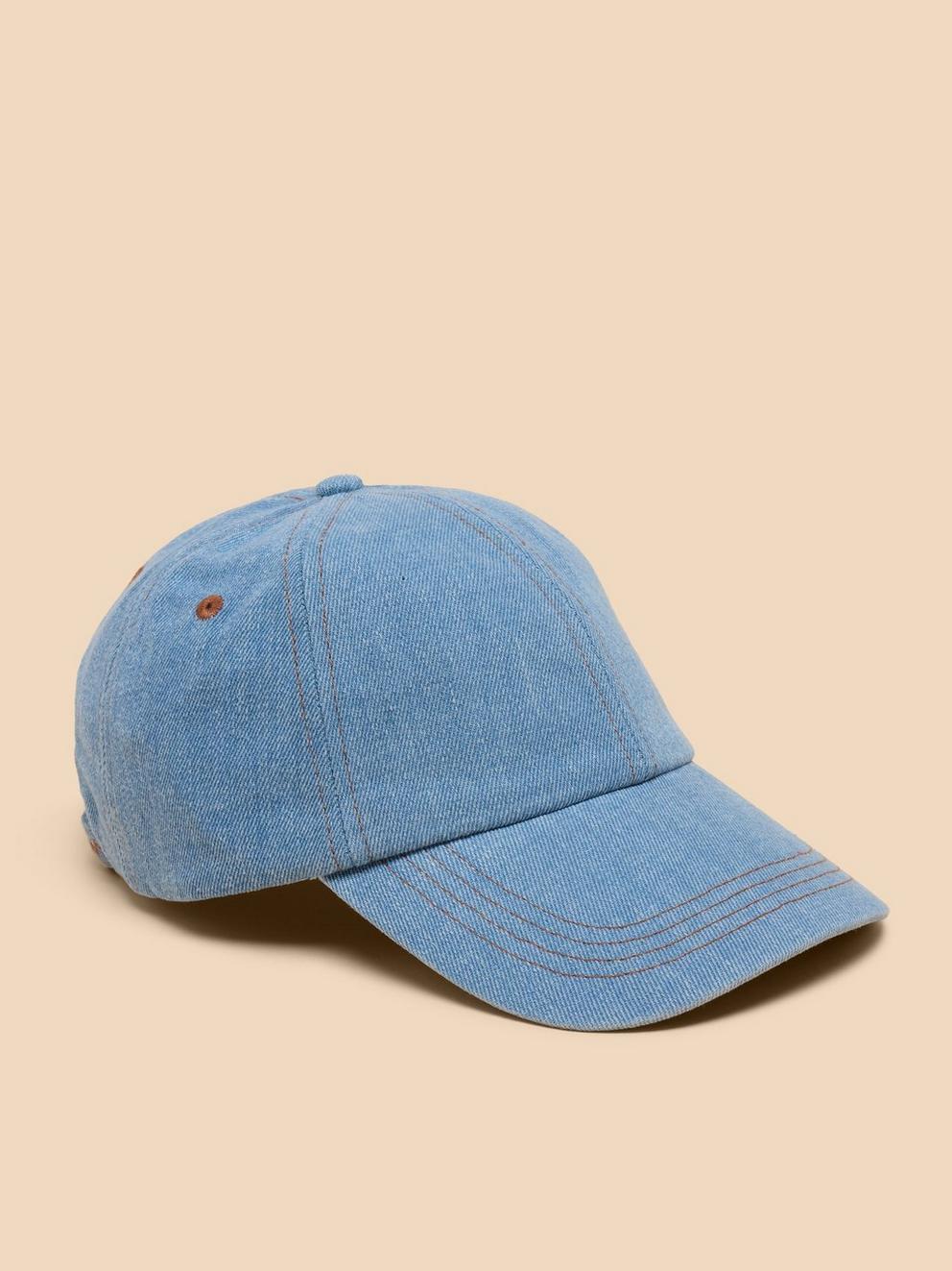 Denim Baseball Cap in LGT DENIM - FLAT FRONT