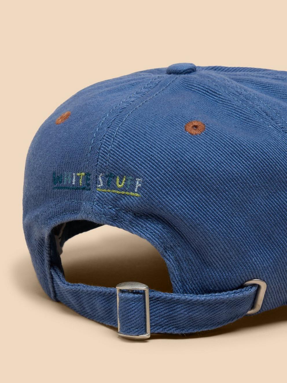 Baseball Cap in MID BLUE - FLAT DETAIL