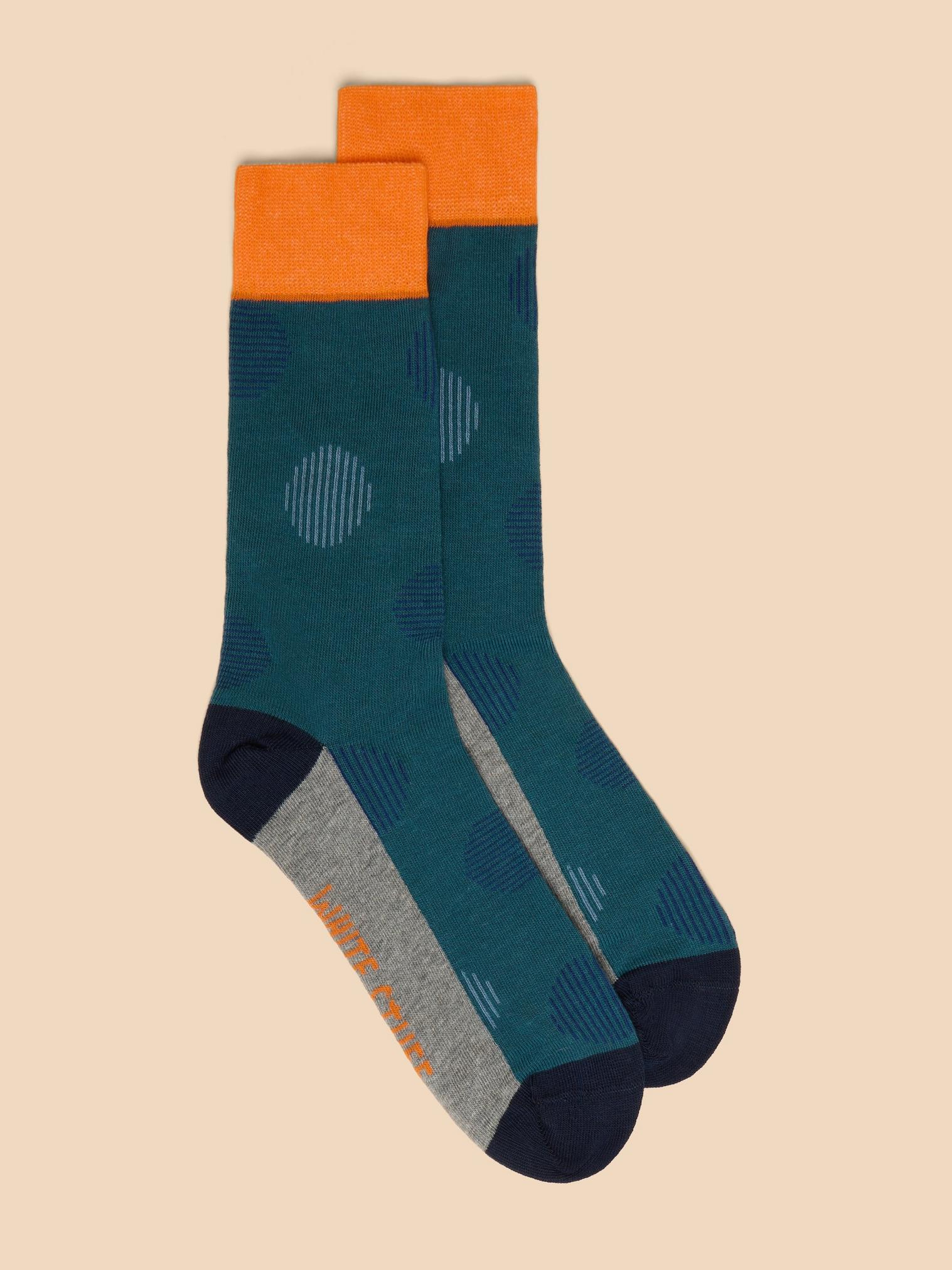 Large Spot Ankle Sock in TEAL MLT - FLAT FRONT