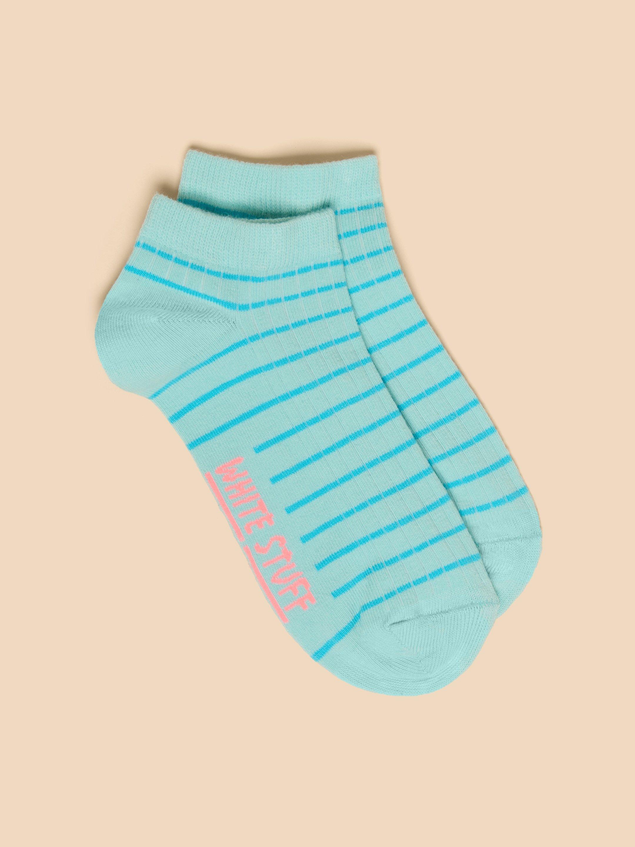 Neon Ribbed Trainer Sock in LGT BLUE - LIFESTYLE
