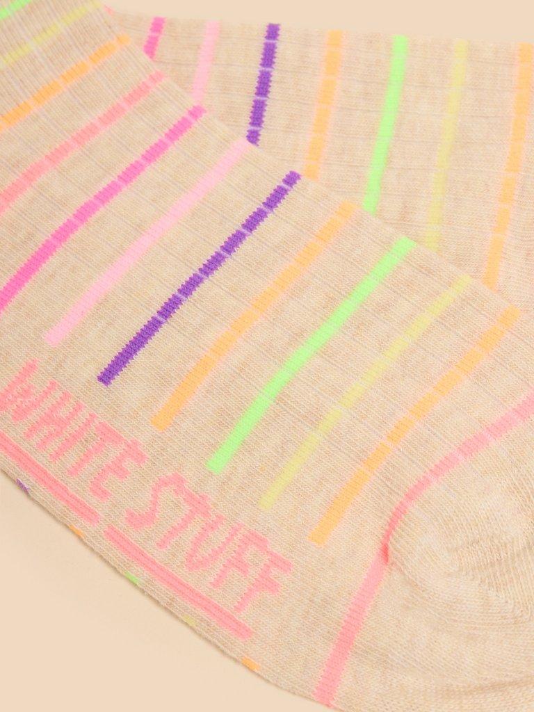 Neon Ribbed Trainer Sock in NAT MLT - FLAT DETAIL