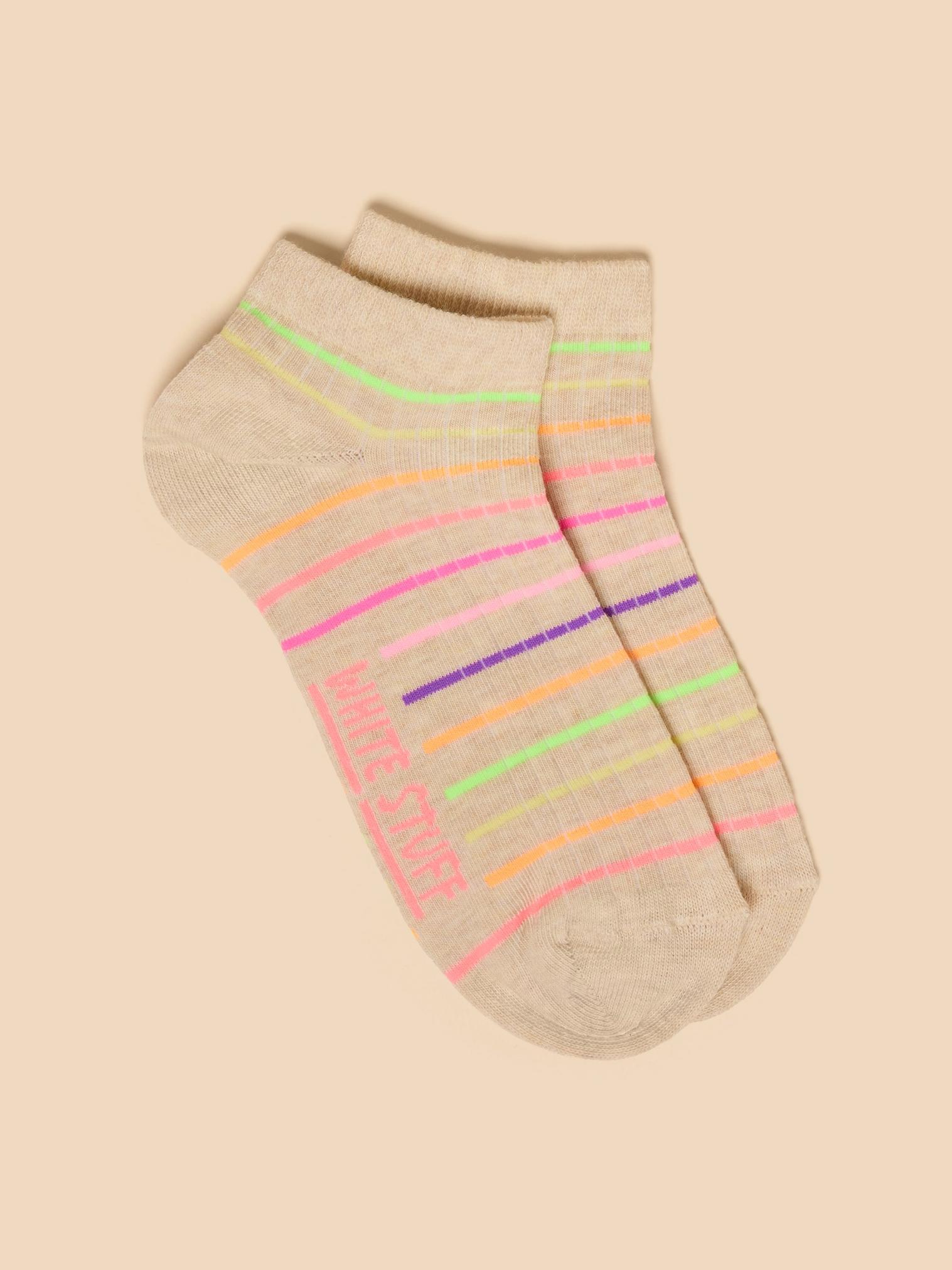 Neon Ribbed Trainer Sock in NAT MLT - LIFESTYLE