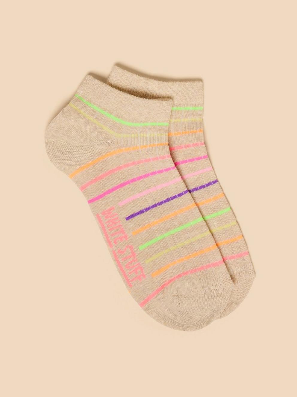 Neon Ribbed Trainer Sock in NAT MLT - LIFESTYLE