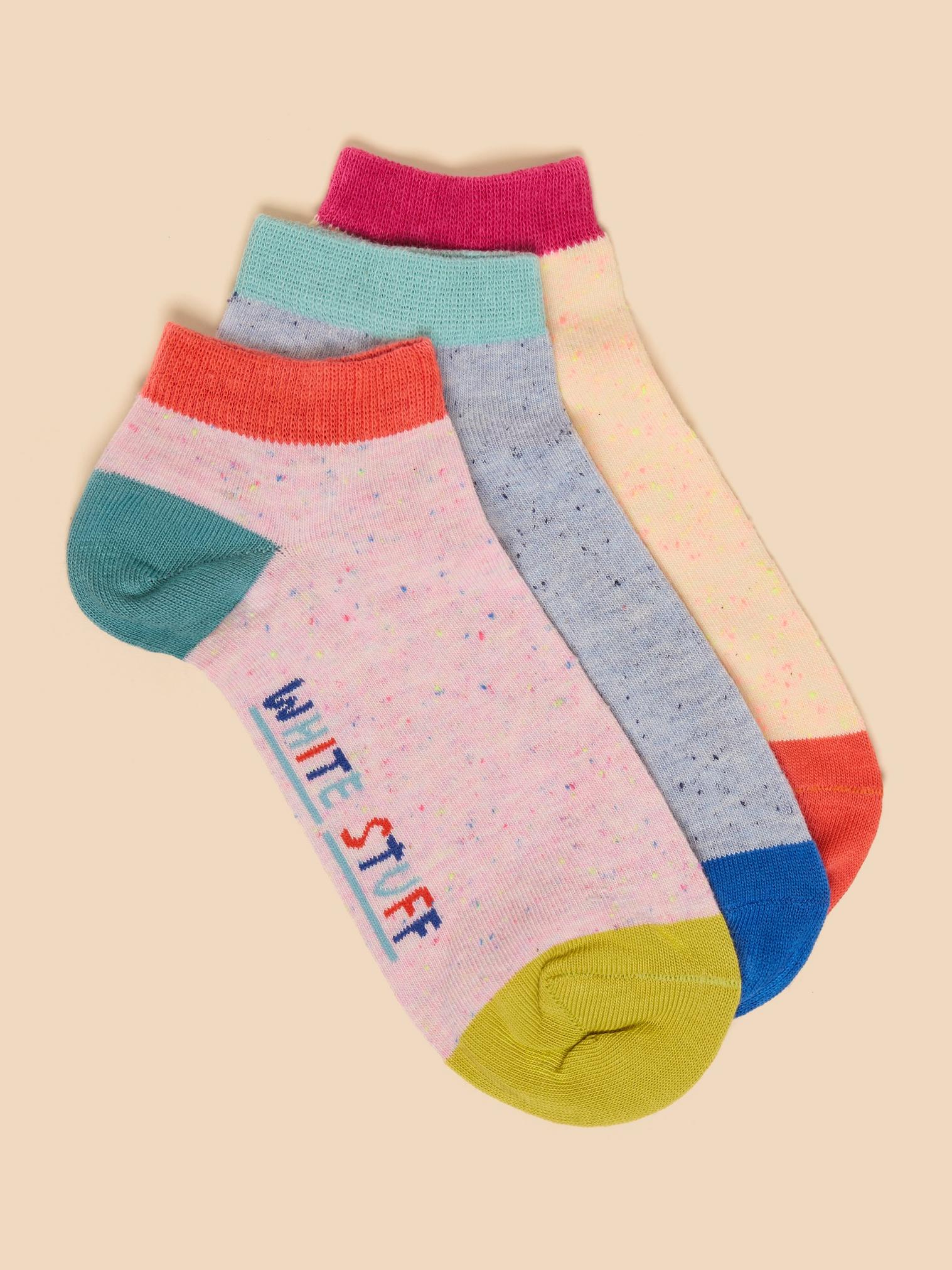 3 Pack Nep Trainer Socks in NAT MLT - FLAT FRONT