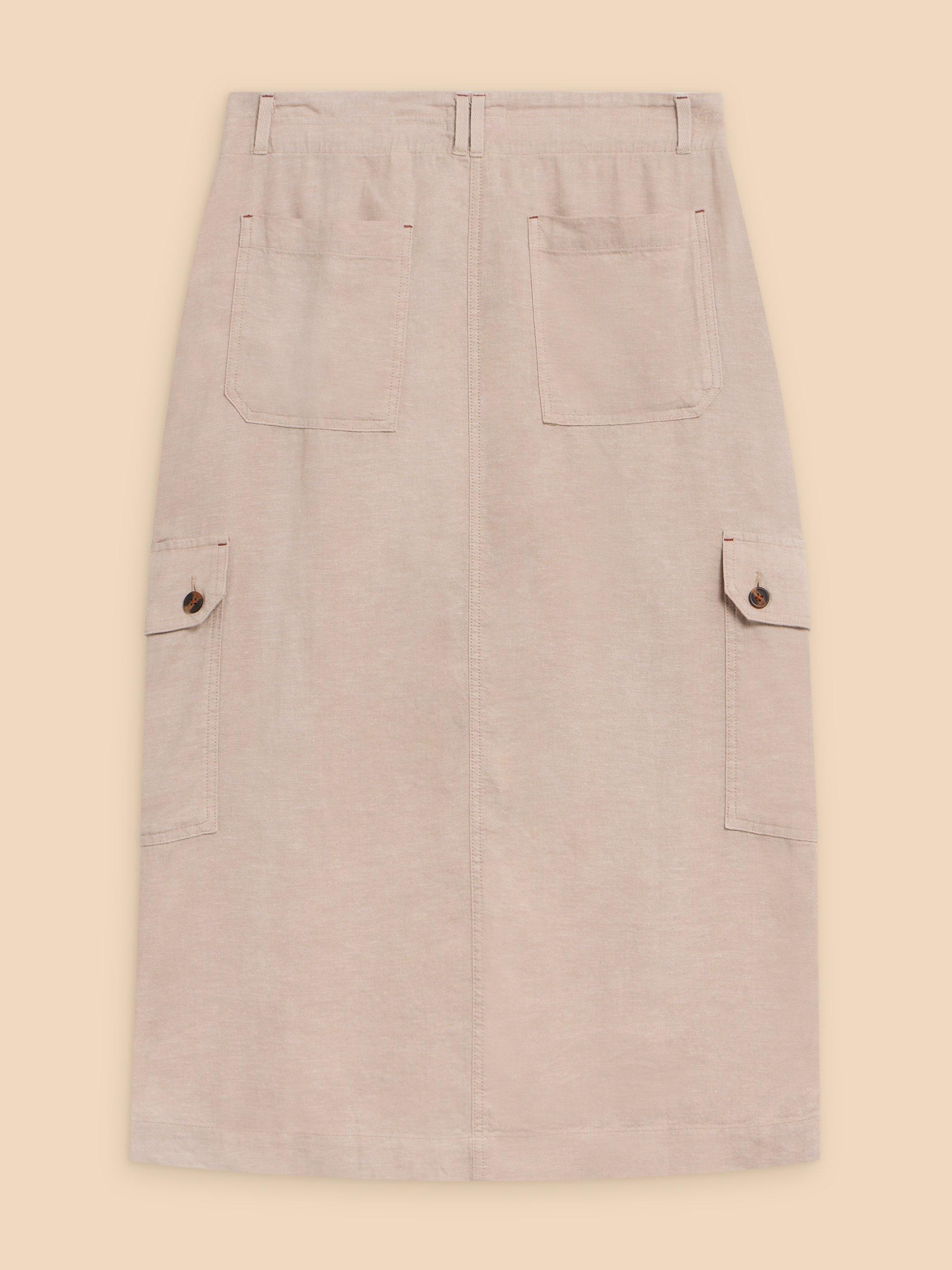 Arabella Linen Blend Skirt in LGT NAT - FLAT BACK