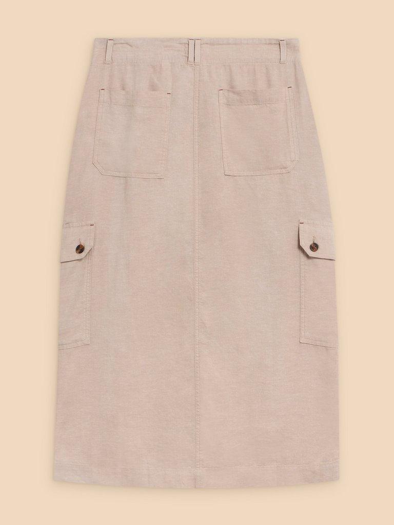 Arabella Linen Blend Skirt in LGT NAT - FLAT BACK
