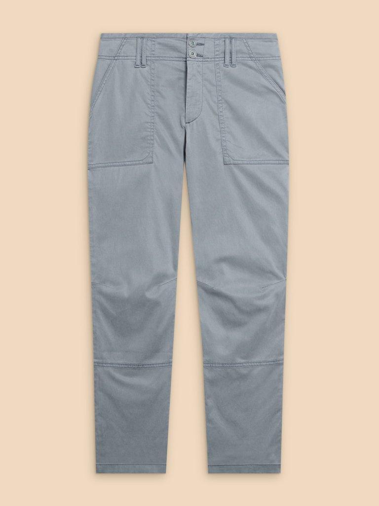 Blaire Cotton Blend Trouser in MID BLUE - FLAT FRONT