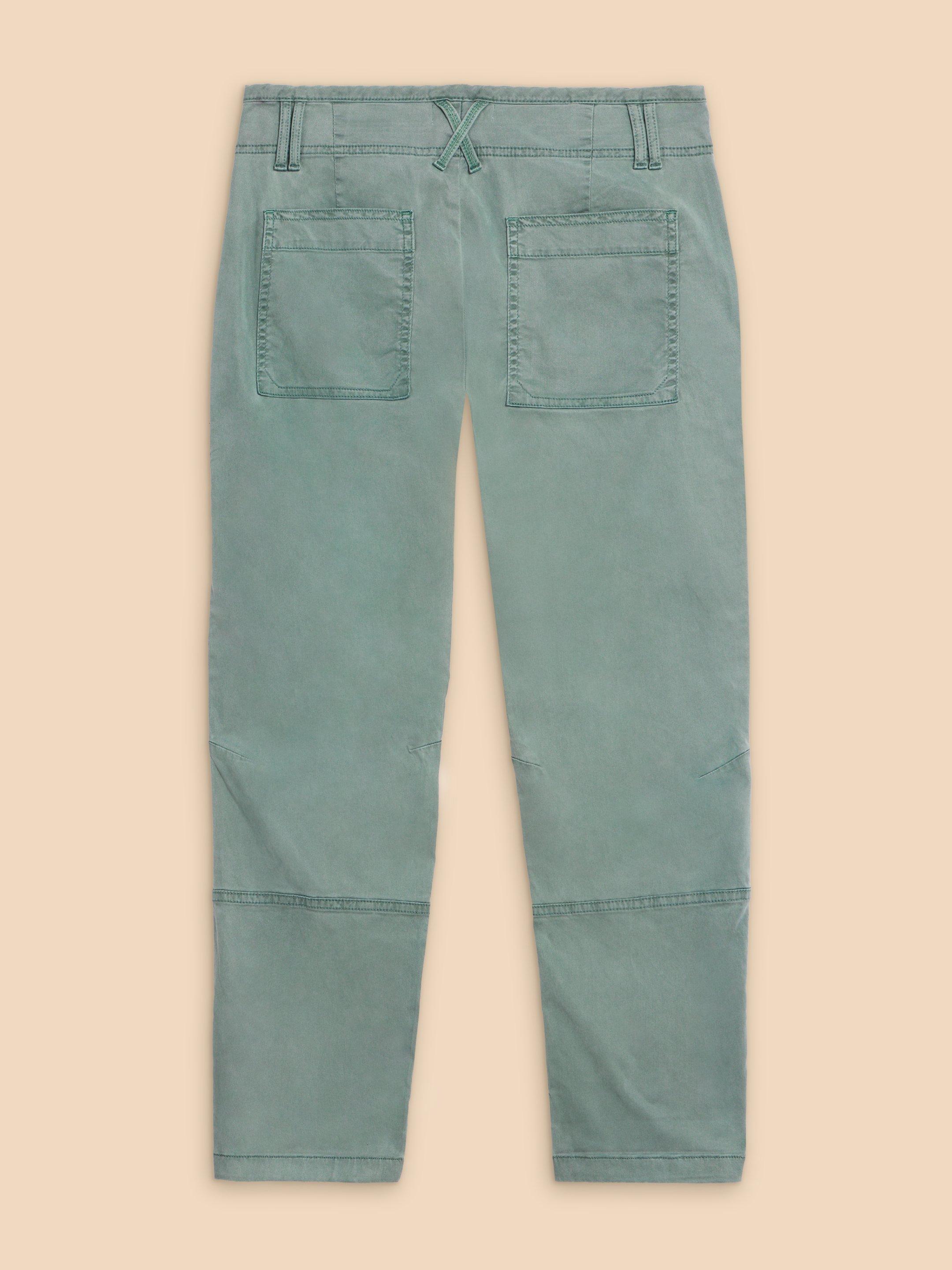 Blaire Cotton Blend Trouser in MID TEAL - FLAT BACK