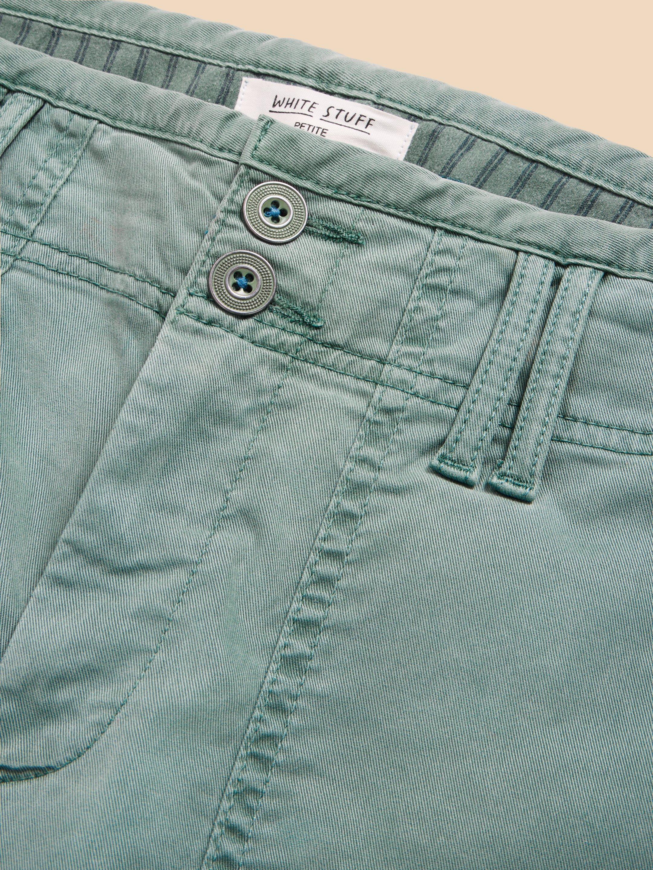 Blaire Cotton Blend Trouser in MID TEAL - FLAT DETAIL