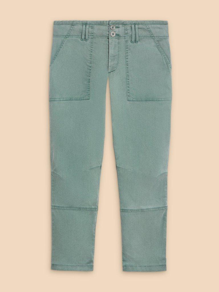 Blaire Cotton Blend Trouser in MID TEAL - FLAT FRONT