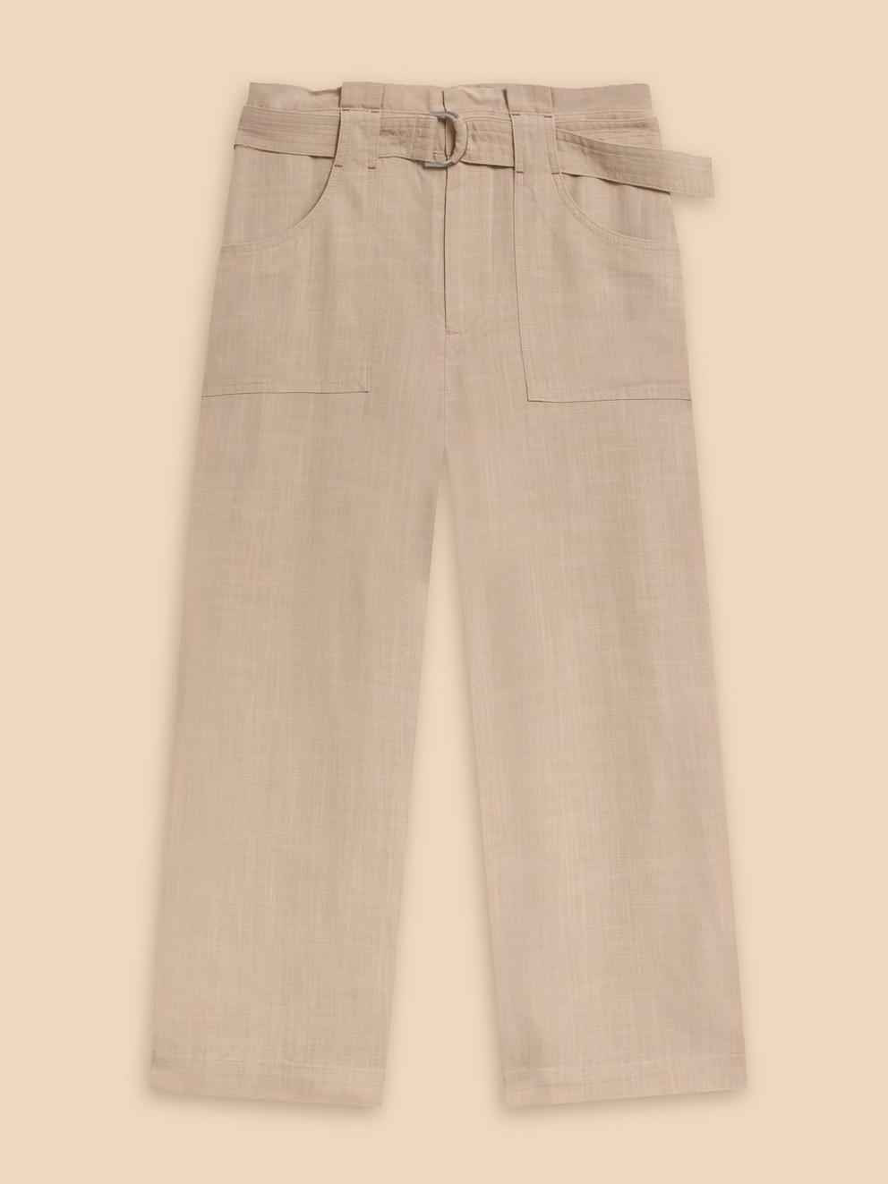 Teakie Tencel Linen Trouser in LGT NAT - FLAT FRONT