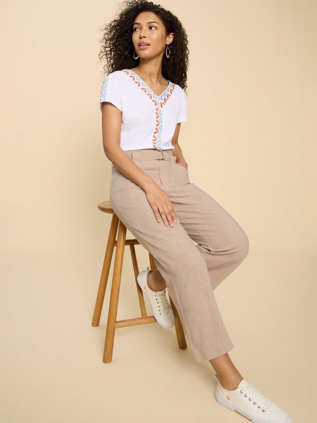 Teakie Tencel Linen Trouser in LGT NAT - LIFESTYLE