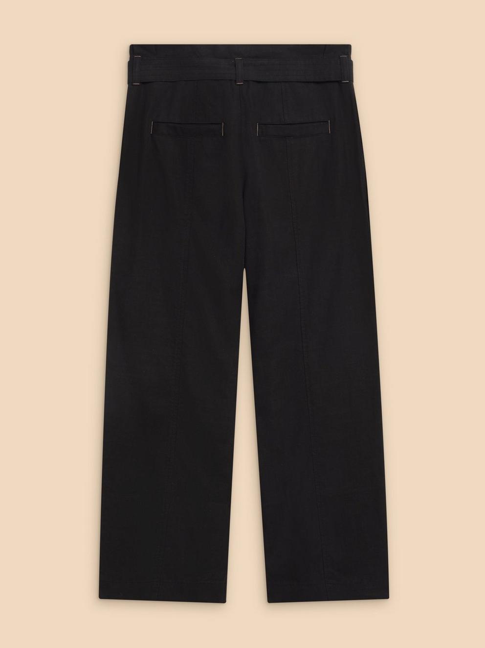 Teakie Tencel Linen Trouser in PURE BLK - FLAT BACK