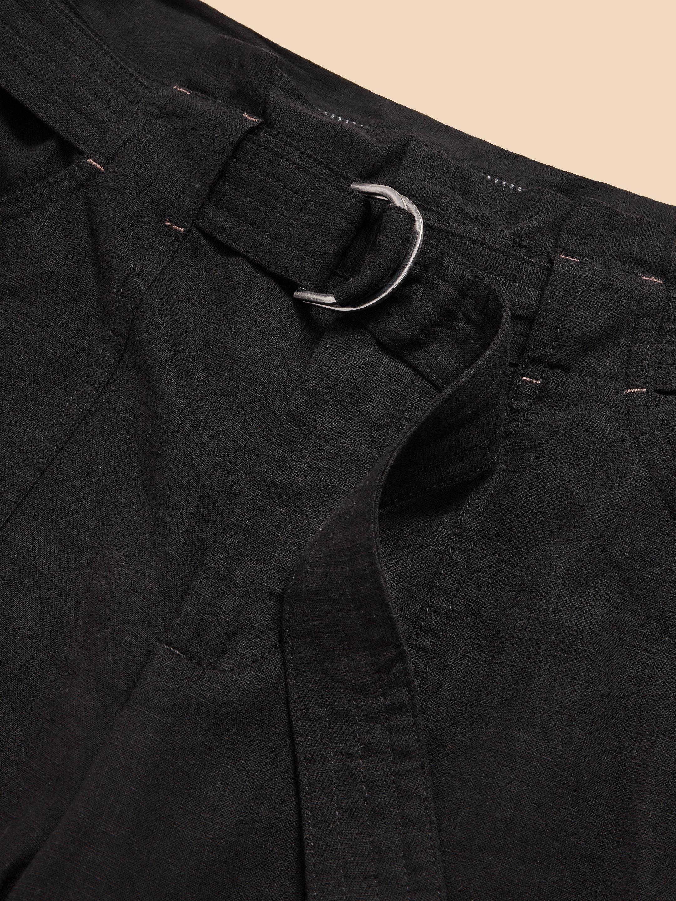 Teakie Tencel Linen Trouser in PURE BLK - FLAT DETAIL