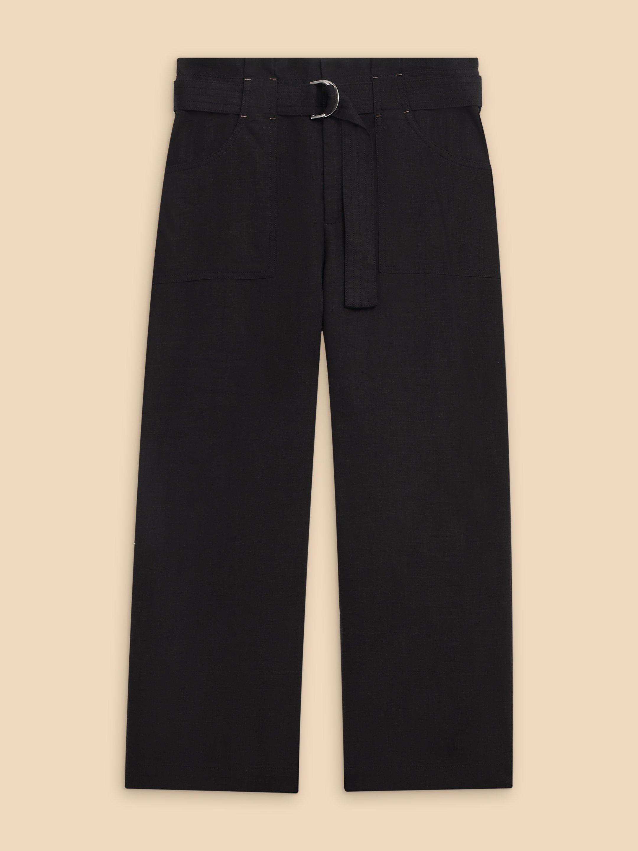 Teakie Tencel Linen Trouser in PURE BLK - FLAT FRONT