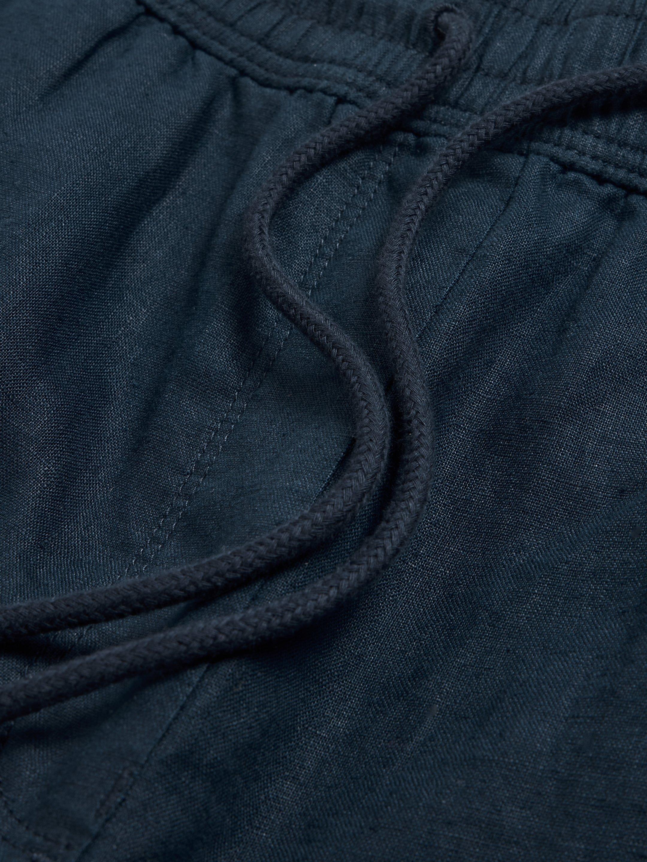 Belle Linen Blend Wide Trouser in DARK NAVY - FLAT DETAIL