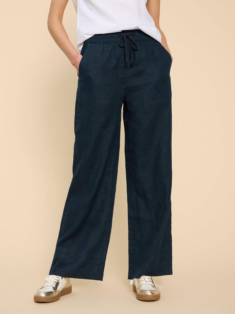 Belle Linen Blend Wide Trouser in DARK NAVY | White Stuff