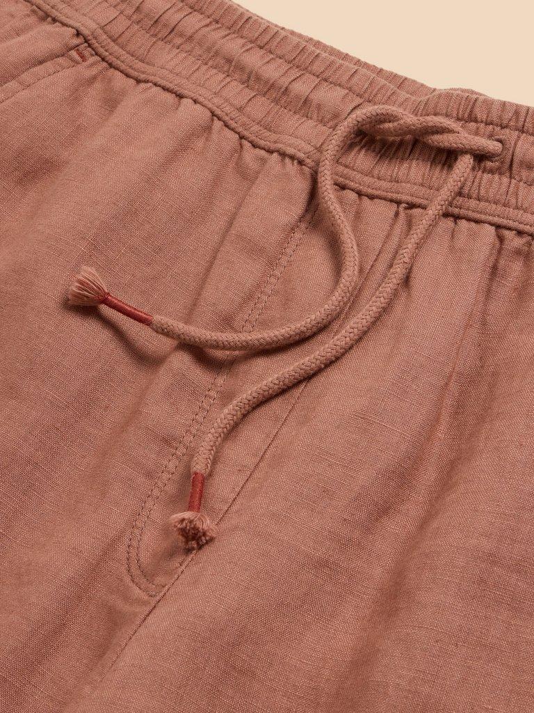 Belle Linen Blend Wide Trouser in DARK TAN - FLAT DETAIL