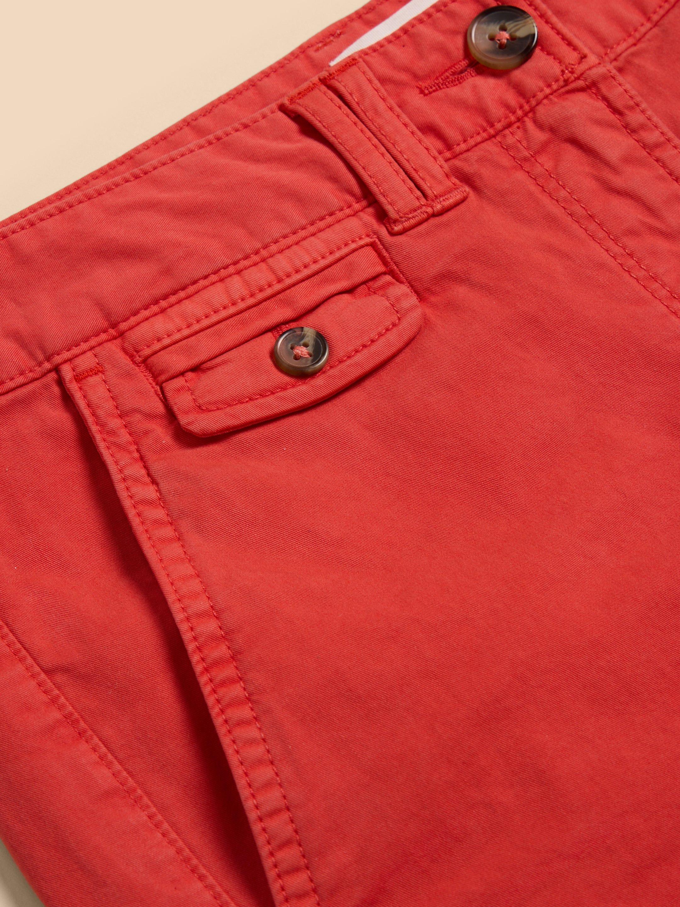Hayley Organic Cotton Shorts in BRT RED - FLAT DETAIL