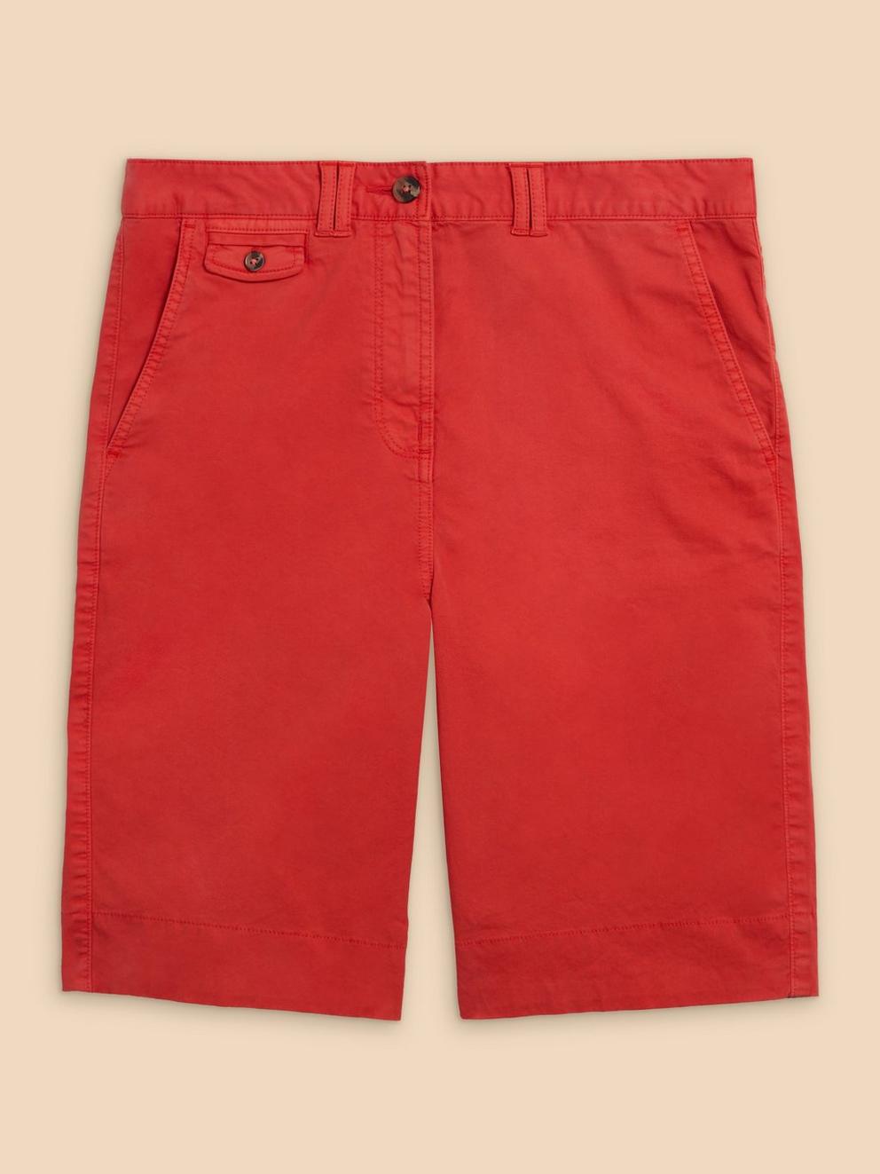 Hayley Organic Cotton Shorts in BRT RED - FLAT FRONT