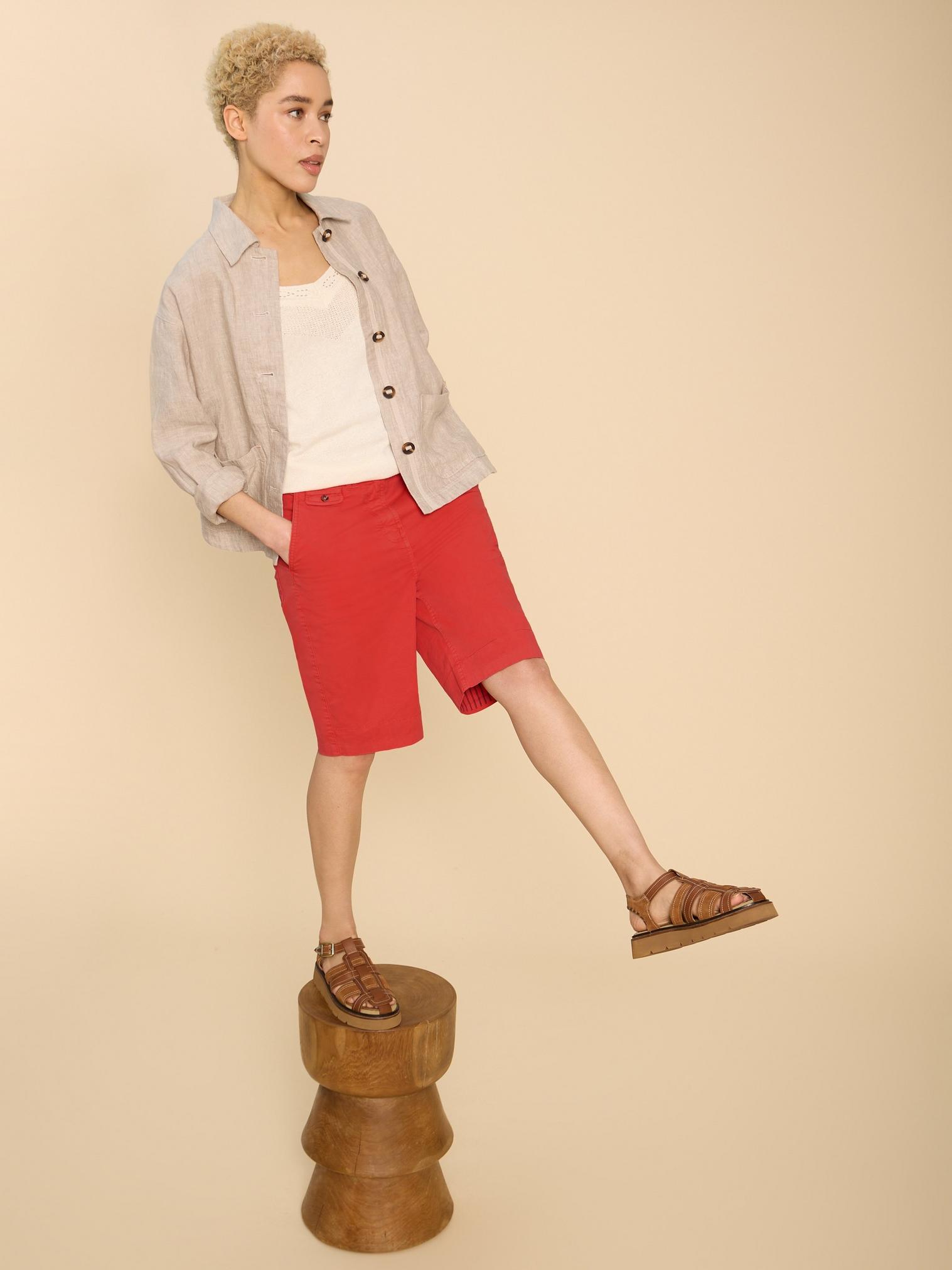 Hayley Organic Cotton Shorts in BRT RED - LIFESTYLE